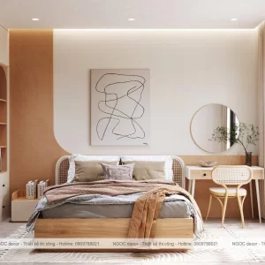 Giường có đầu giường phối mây