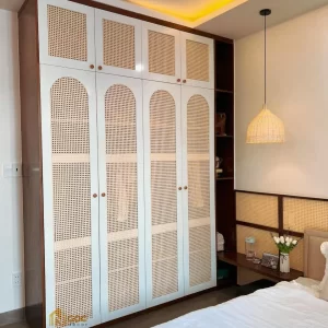 Tủ quần áo phối cánh mây vòm