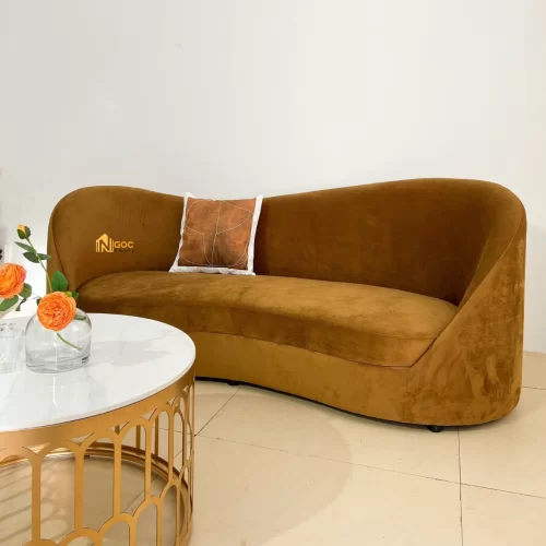 SOFA CONG NÂU M4 + BÀN SOFA MẶT ĐÁ CHÂN SẮT D70