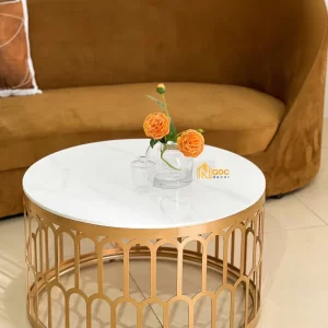 SOFA CONG NÂU M4 + BÀN SOFA MẶT ĐÁ CHÂN SẮT D70