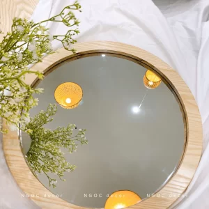GƯƠNG TRÒN GỖ SỒI