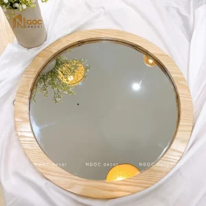 GƯƠNG TRÒN GỖ SỒI