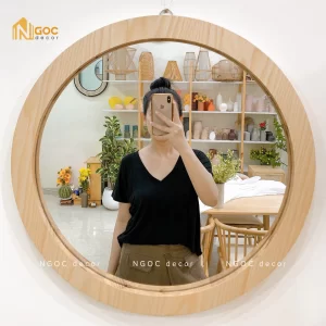 GƯƠNG TRÒN GỖ SỒI