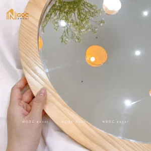 GƯƠNG TRÒN GỖ SỒI